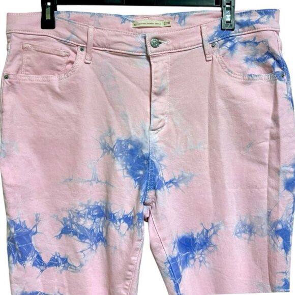 Levi’s Pink Purple Tie Dye 721 High Rise Skinny Ankle Jeans Size 20W - Picture 5 of 13